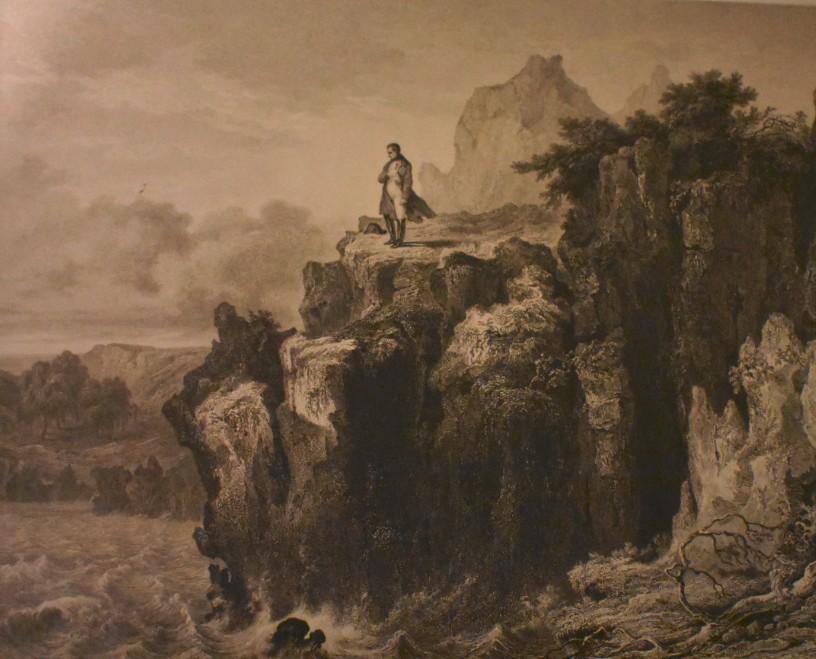 Napoléon à Sainte Hélène, gravure de Pierre-Eugène Aubert, 1840, eau-forte et burin, BNF - Photo personnelle